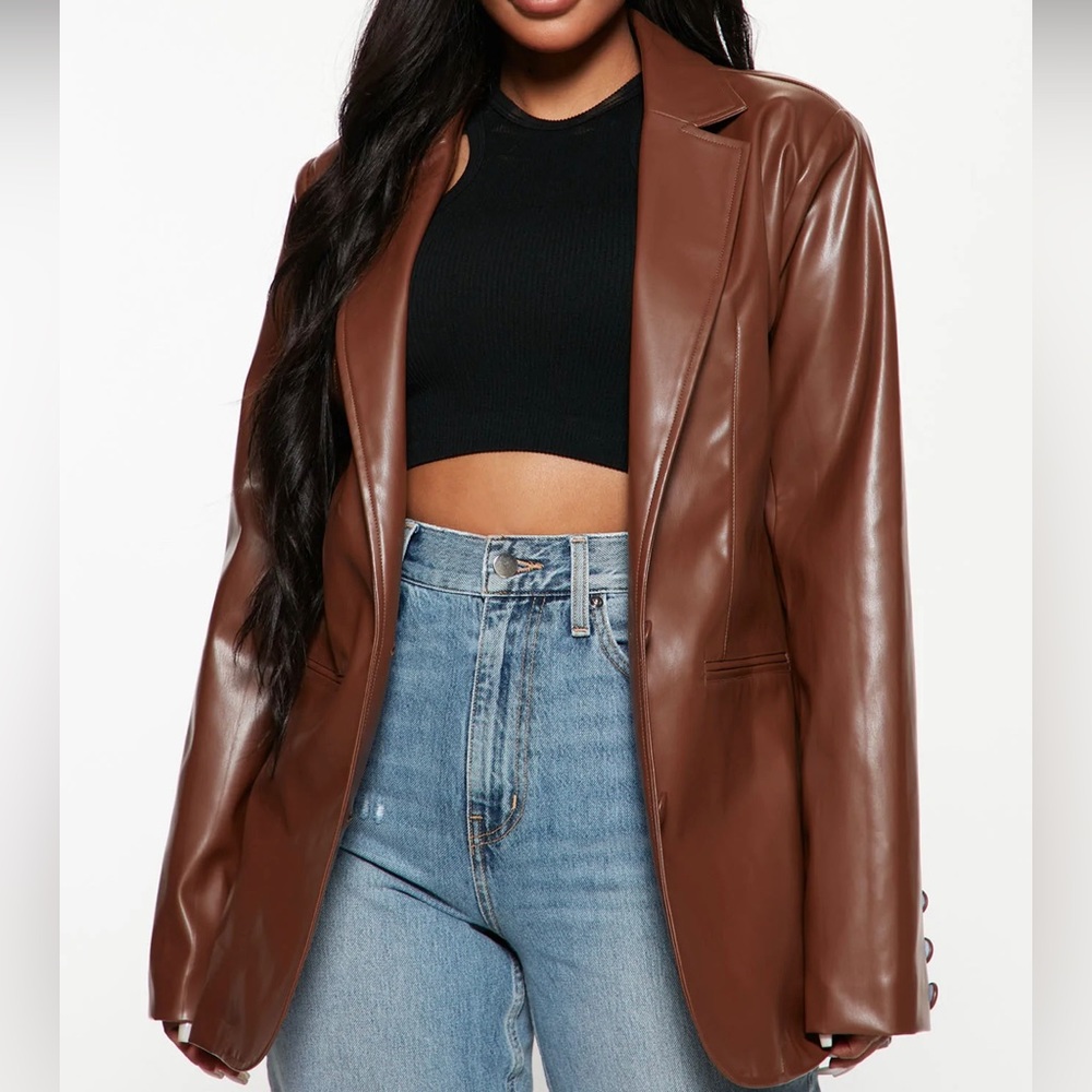 Fashion Nova Faux Leather Blazer